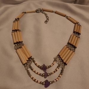 Amethyst and porcupine quill choker